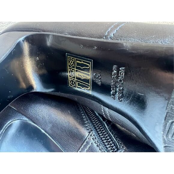ZOCAL VERO CUOIO Heeled Boots Black Leather Knee High Womens Size 37 (US 7) - Picture 9 of 12